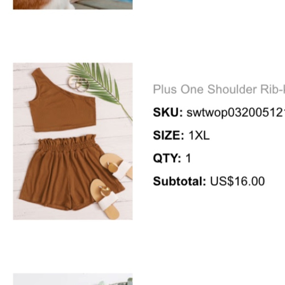 One Shoulder Rib-Kit Top & Paper Bag Shorts